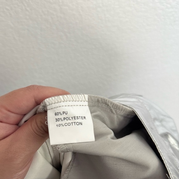 NWT Amylynn Silver Straight Leg Metallic Trousers Pants Large - Picture 7 of 8